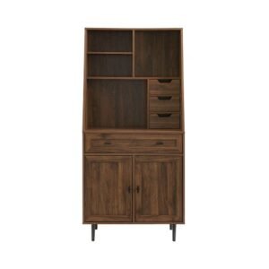 64" Storage Desk & Hutch with Keyboard Drawer- Dark Walnut