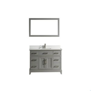 Vanity Art 36 Inch Single Sink Bathroom Vanity Set | Super White Phoenix Stone Top, 6 Drawers 1 Shelf Undermount Sink with Free Mirror - VA1036-W