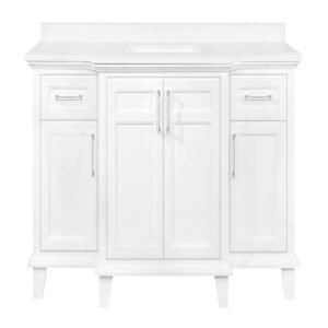 Ove Decors Hadley 60 in. Single Sink Bathroom Vanity in White with Power Bar